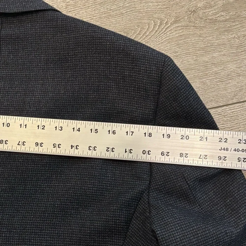 Cremieux Loro Piana Blazer‎ Mens 44R Blue Houndstooth Wool Two Button Sport Coat